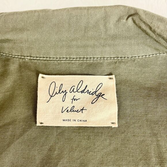 Lily Aldridge for Velvet Womens Green Denim Utility Jacket Size P Petite Small - Picture 10 of 10